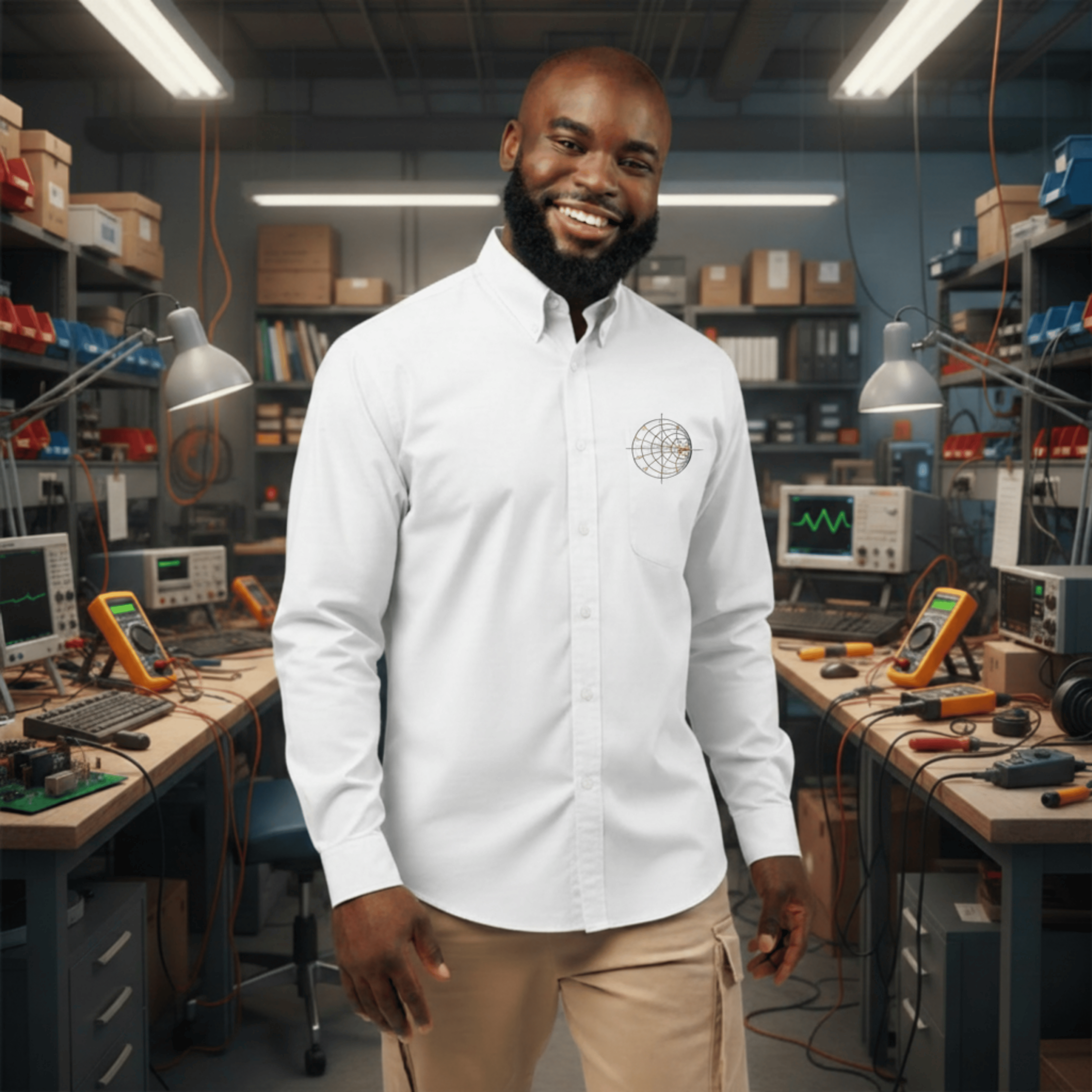 RF Engineer Smith Chart Embroidered Long Sleeve Shirt Secondary image